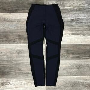 Athleta Highline Hybrid Summiter Tights Black Blue Womens 6 Workout Gym Leggings